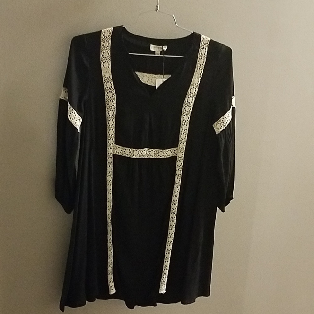 Black with white lace detail dress